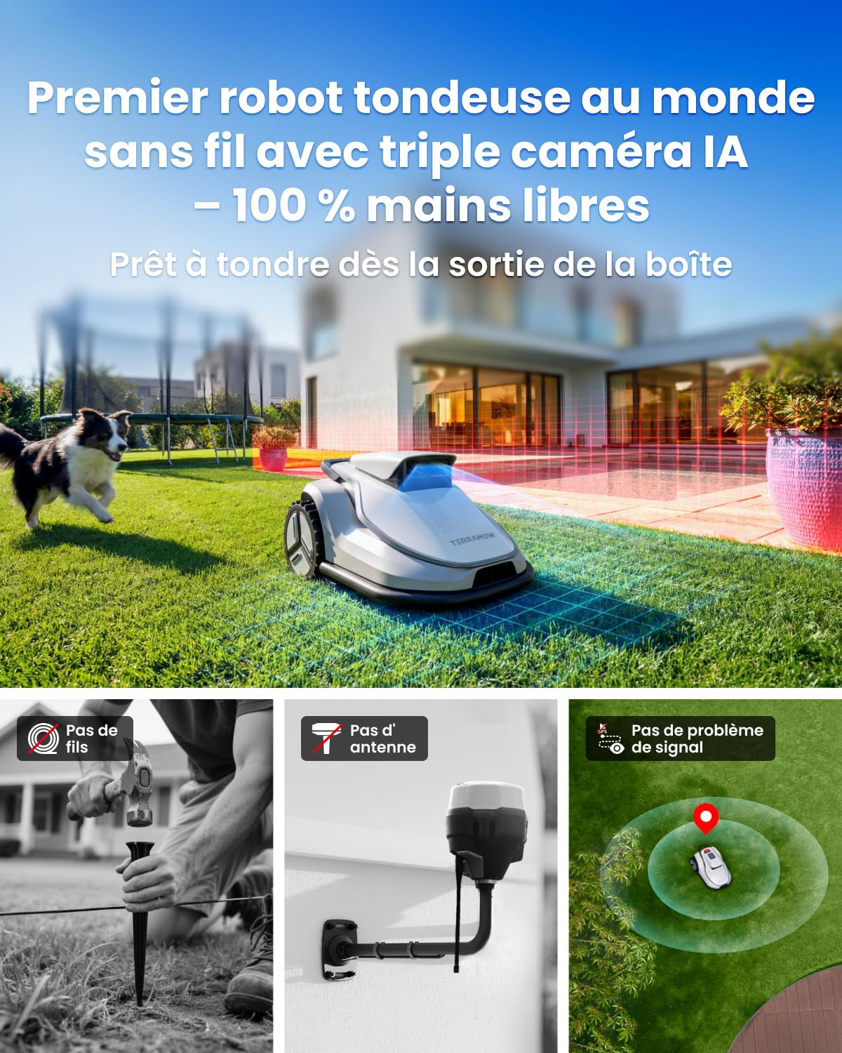 Terramow V1000 Robot Tondeuse avec Garage - vue 2