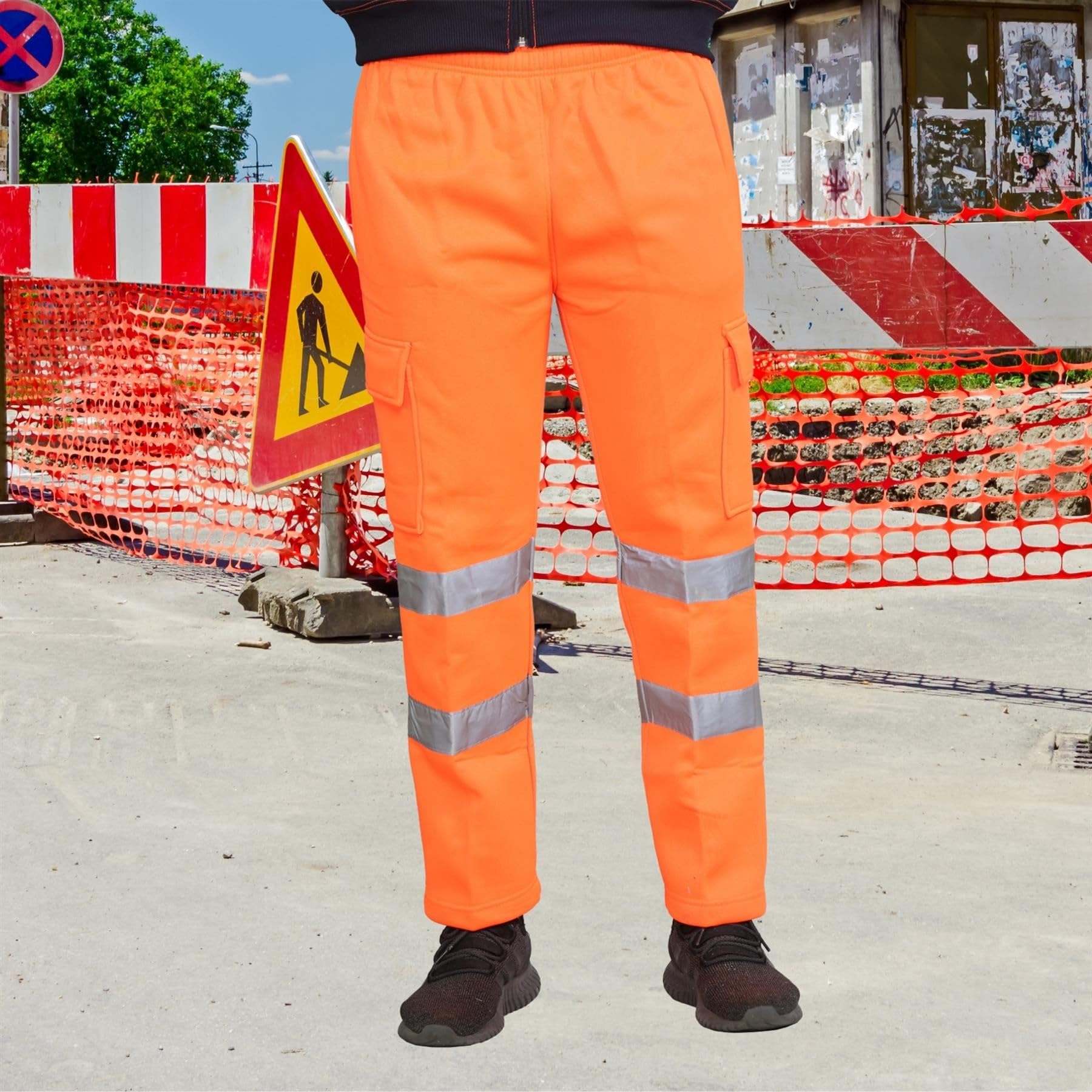 Nowe męskie Hi Vis Visiability Viz polarowe dolne spodnie dresowe bezpieczeństwo spodnie robocze spodnie