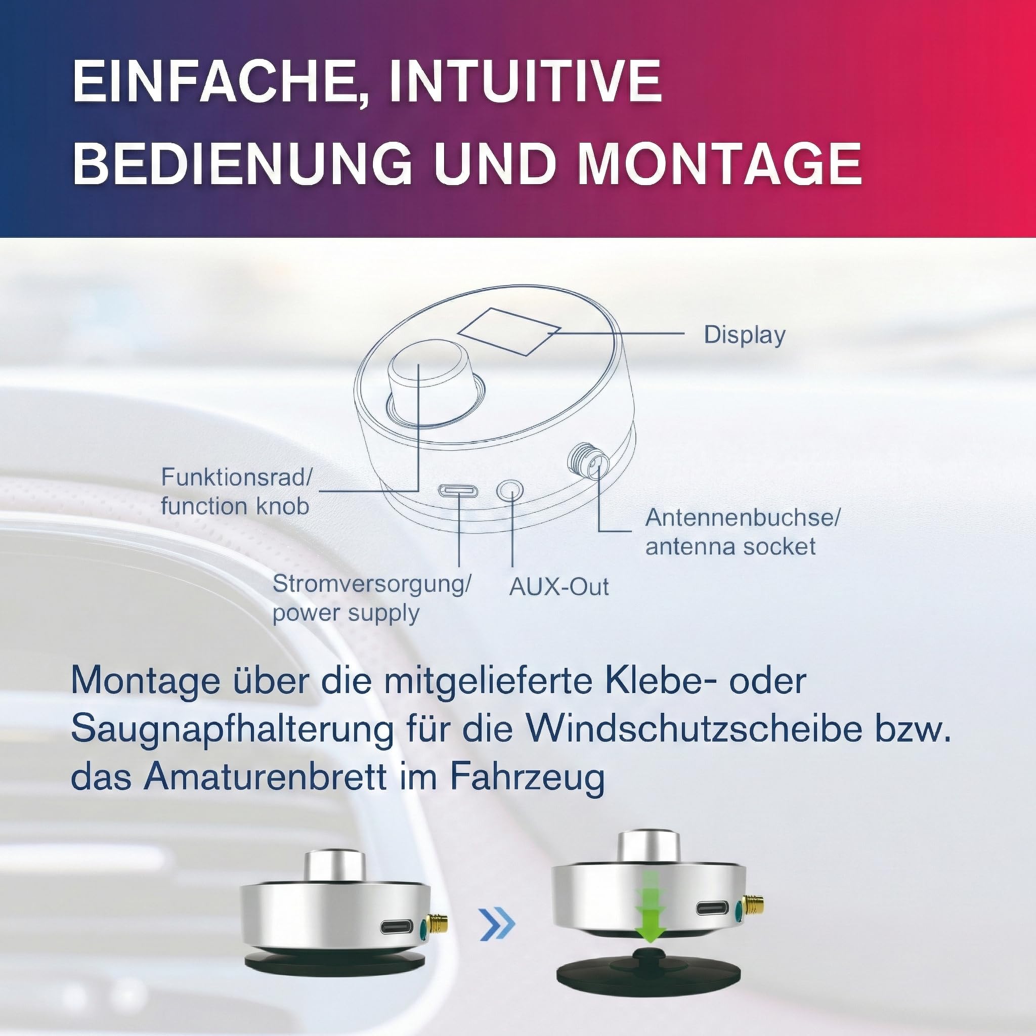 Albrecht DR 54 Digitalradio-Tuner, Mini Adapter mit FM-Transmitter, Aufrüsten von KFZ-Radios & heimischen Stereo-Anlagen, DAB + Sender-Empfang