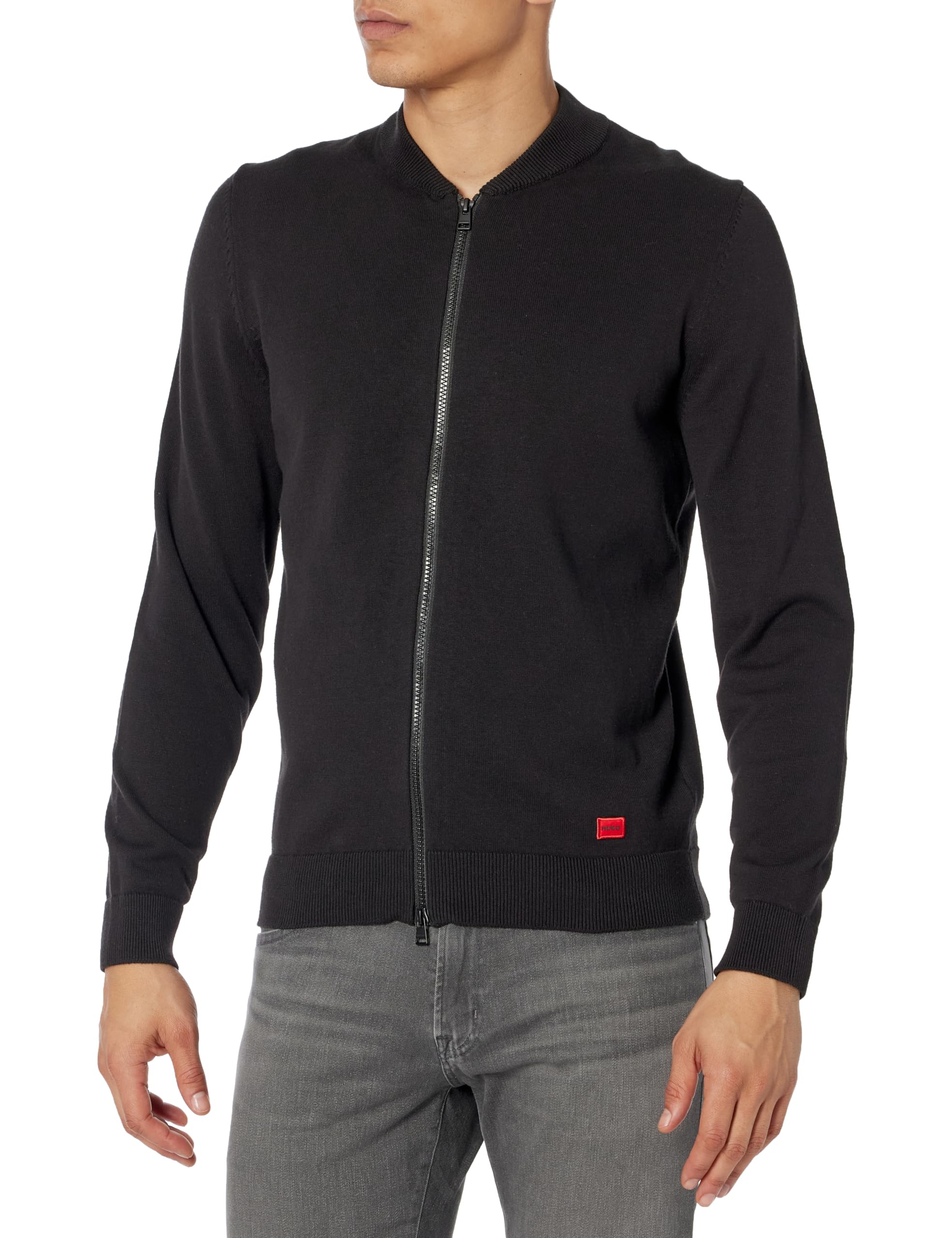 HUGO Pull en Coton Entièrement Zippé aux finitions soignées et coupe ajustée