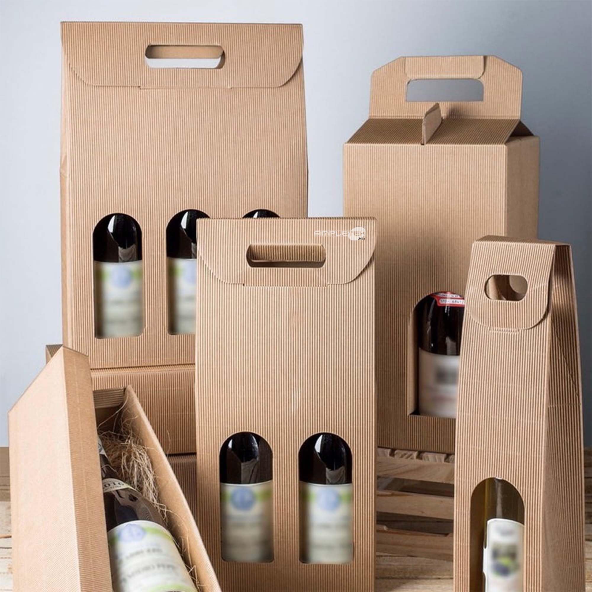 SIMPLETEK - 20X Boîte En Carton Boîte Cadeau Vente Havane Pour 2 Bouteilles Vin Huile Avec Fenêtre pour Noël Occasions (20 pièces)