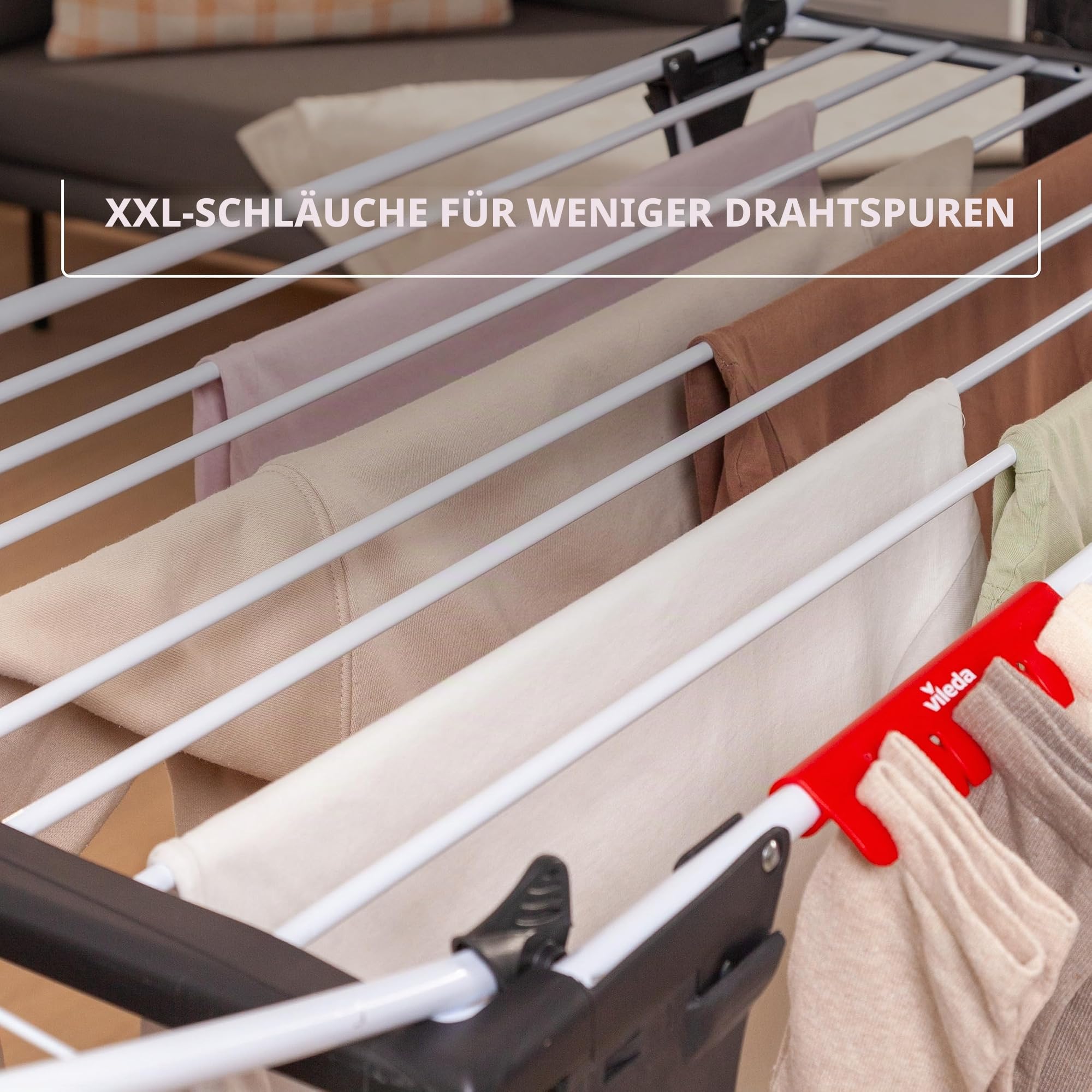 Vileda Premium 2in1 Wäscheständer, 18 m Trockenleinenlänge, Doppelnutzen dank abnehmbarem Flügel