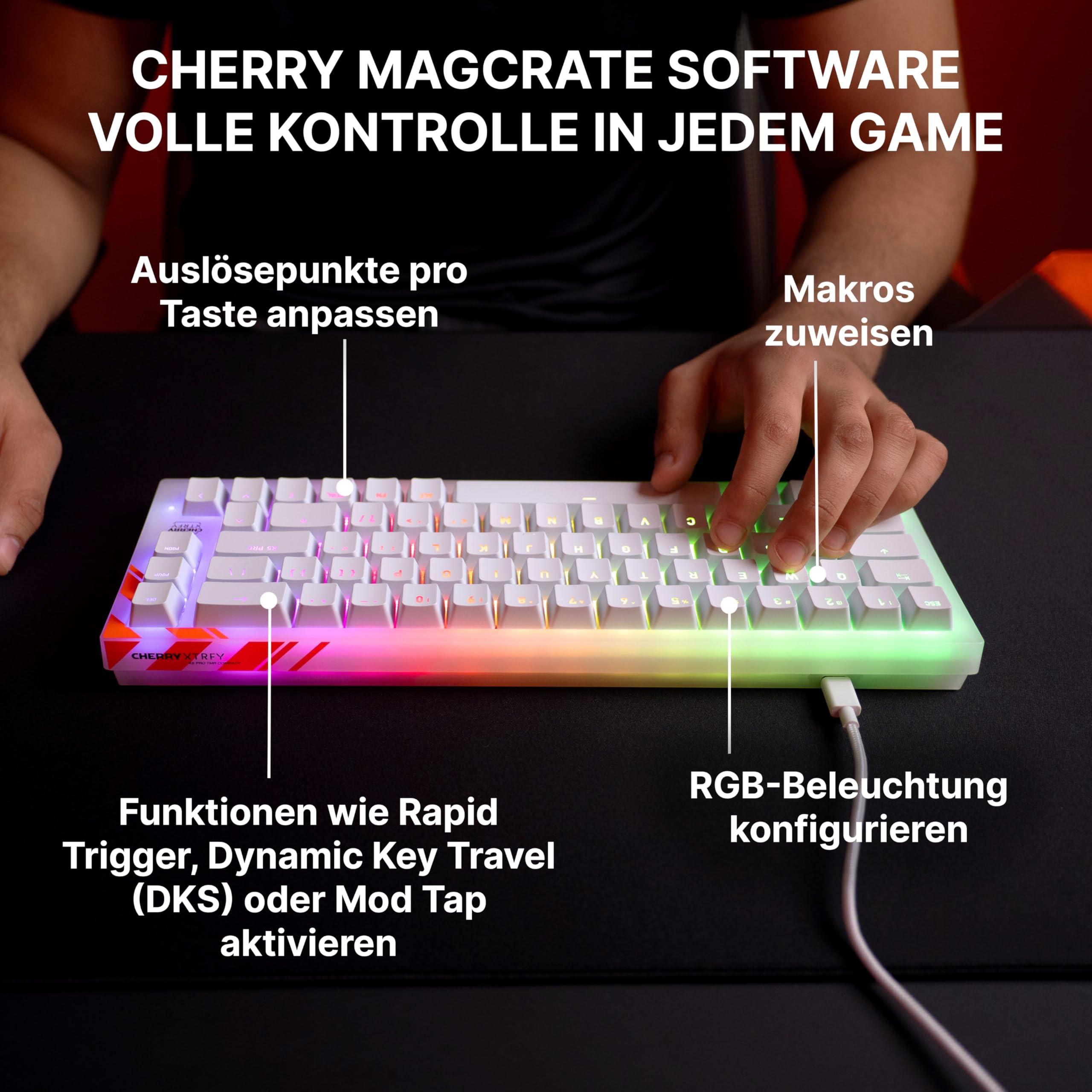 K5 Pro TMR Compact, Gaming-Tastatur, Deutsch QWERTZ, Weiß | Kabelgebunden (USB-A), Magnetische Anpassbare MK CRYSTAL Switches, Hot-Swap, Rapid Trigger, SnapKey, Schalldämpfung, 8000 Hz