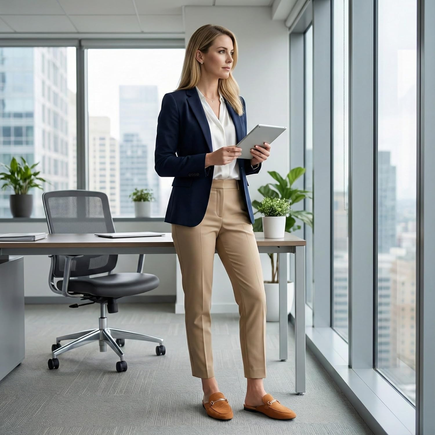 Alicegana Mules for Women Flats Shoes: Comfortable Round Toe Slip on Mules 2026 Dressy Business Buckle Loafers - Image 3