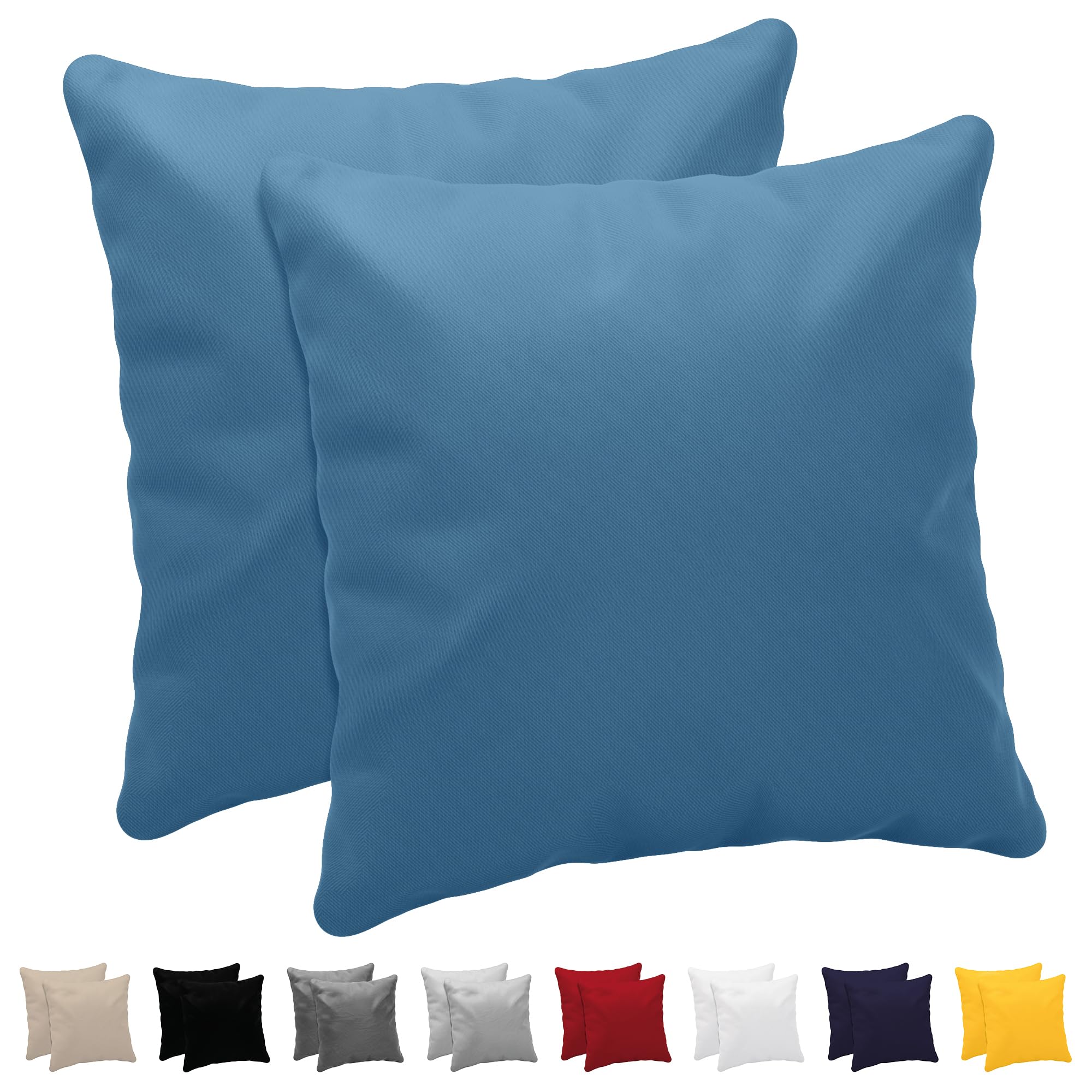 Dreamzie Federa Cuscino (Set di 2) - Blu Cotone - Per i Cuscini 60 x 60 cm - 100% Jersey di Cotone - Federa da Cuscino - Copri Cuscino per Letto - Fodera Protezione per Cuscino