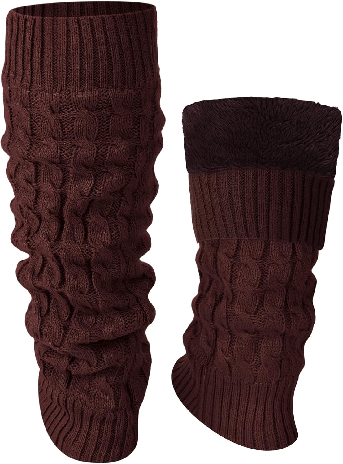 Shihanee Winter Fleece Lined Leg Warmers for Women Knit Long Leg Warmers Warm Fleece Lined Boot Socks for Skating Daily Wear