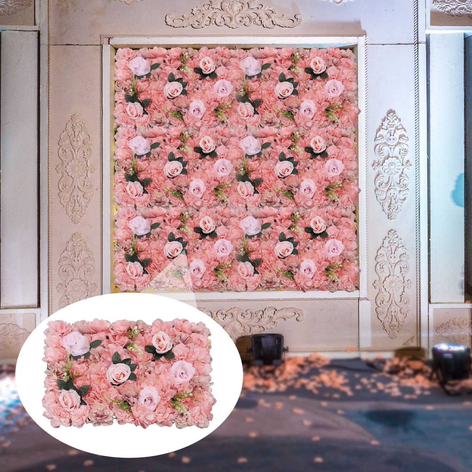 12 pannelli da parete di fiori artificiali, fiori artificiali 3D, decorazione da parete, per tutti i tipi di decorazioni per feste, 60 x 40 cm, dalie, rose e piante acquatiche