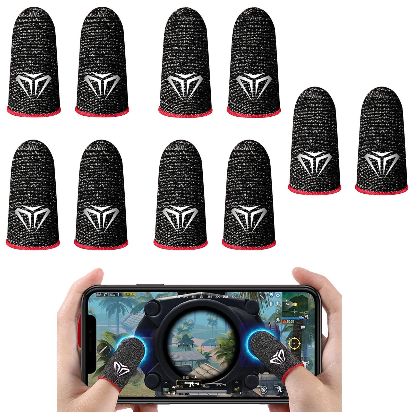 SYOSI Mobile Game Controller Finger Sleeve Sets, Anti-Sweat Breathable Full Touch Screen Sensitive Shoot Aim Joysticks Finger for PUBG/for Knives Out/for Rules of Survival 5 Pairs, Type B