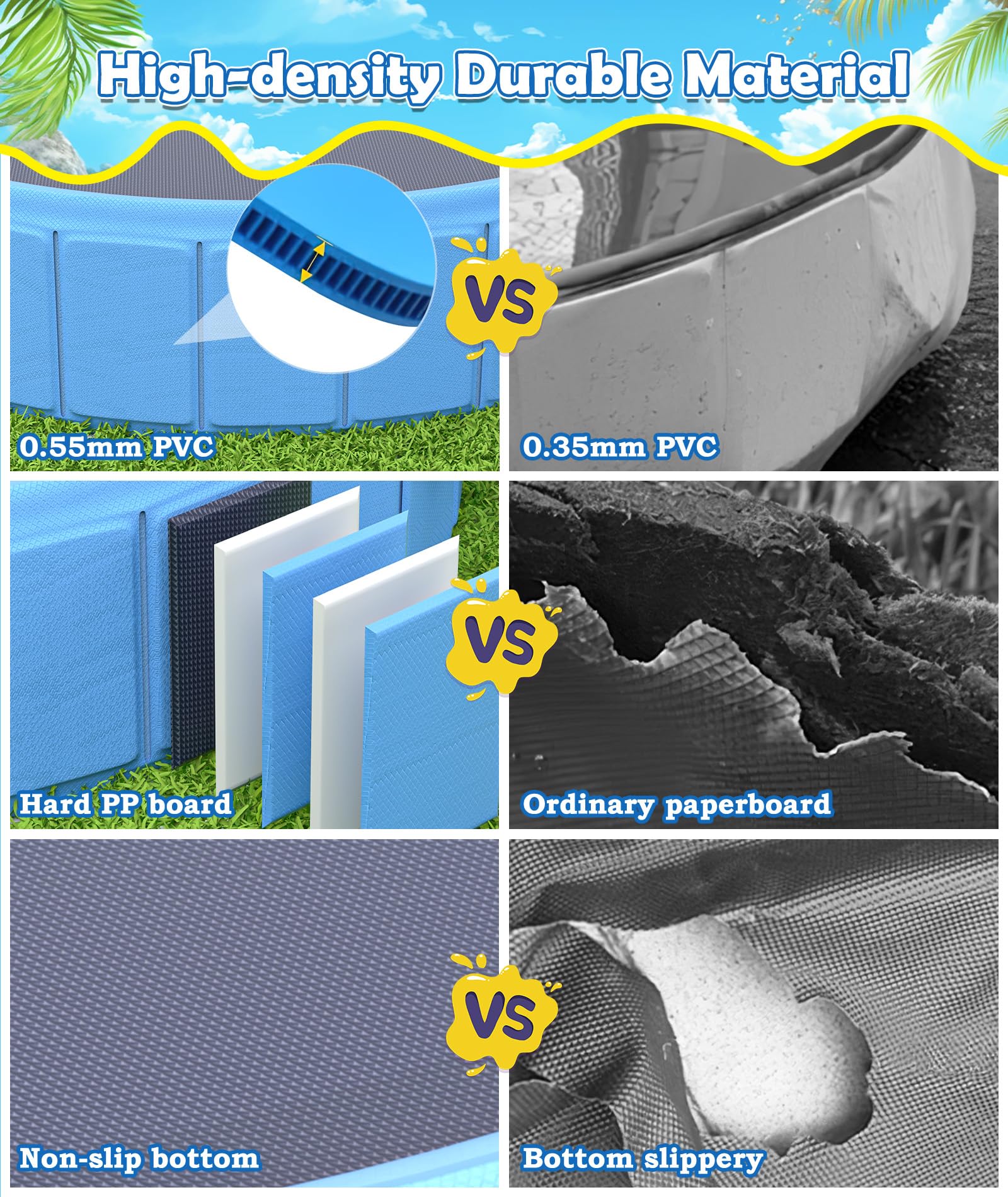 EPN Large Foldable Dog Pool – 0.55MM PVC 2-in-1 Portable Bathtub & Sprinkler for Dogs, Cats, Kids – Heavy Duty, Non-Slip, Summer Water Toy (106 in) - image 4