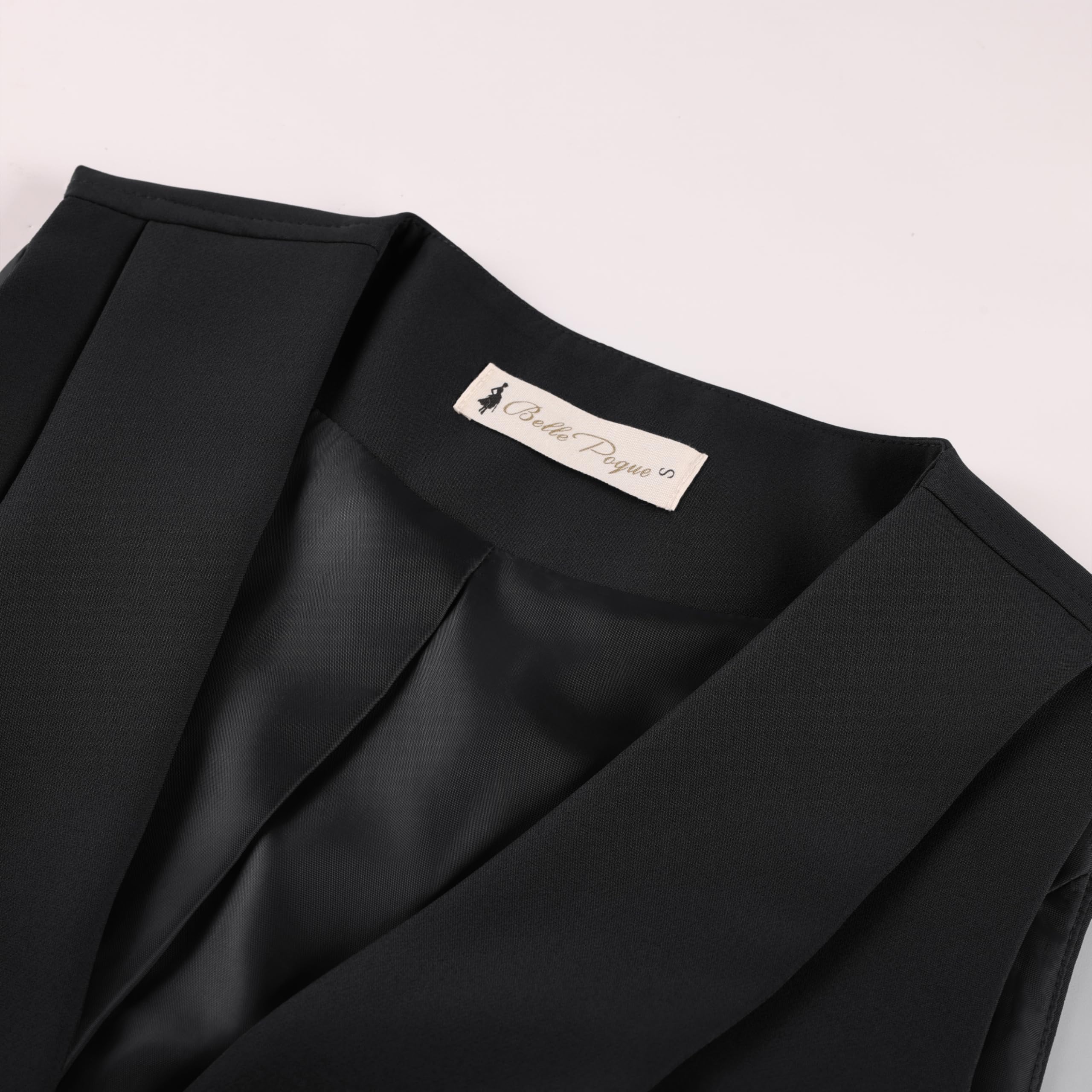 Belle Poque Vintage-Reverskragen für Damen, V-Ausschnitt, ärmellos, Arbeitsweste, Blazer mit Taschen