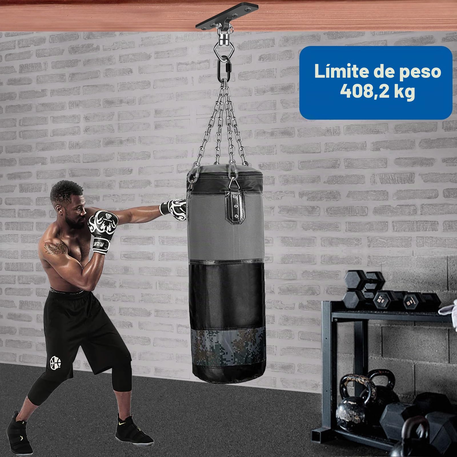 BeneLabel Percha de techo con capacidad de carga de 408 kg, percha de acero inoxidable, soporte de silla colgante de 360° para seda de aire, bolsa de boxeo, anillo de gimnasio