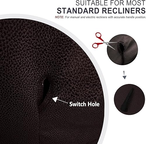 Miniatura 167 de Fundas para sillas reclinables con aspecto de cuero, funda elástica de 4 piezas, funda suave para silla reclinable, protector de muebles lavable