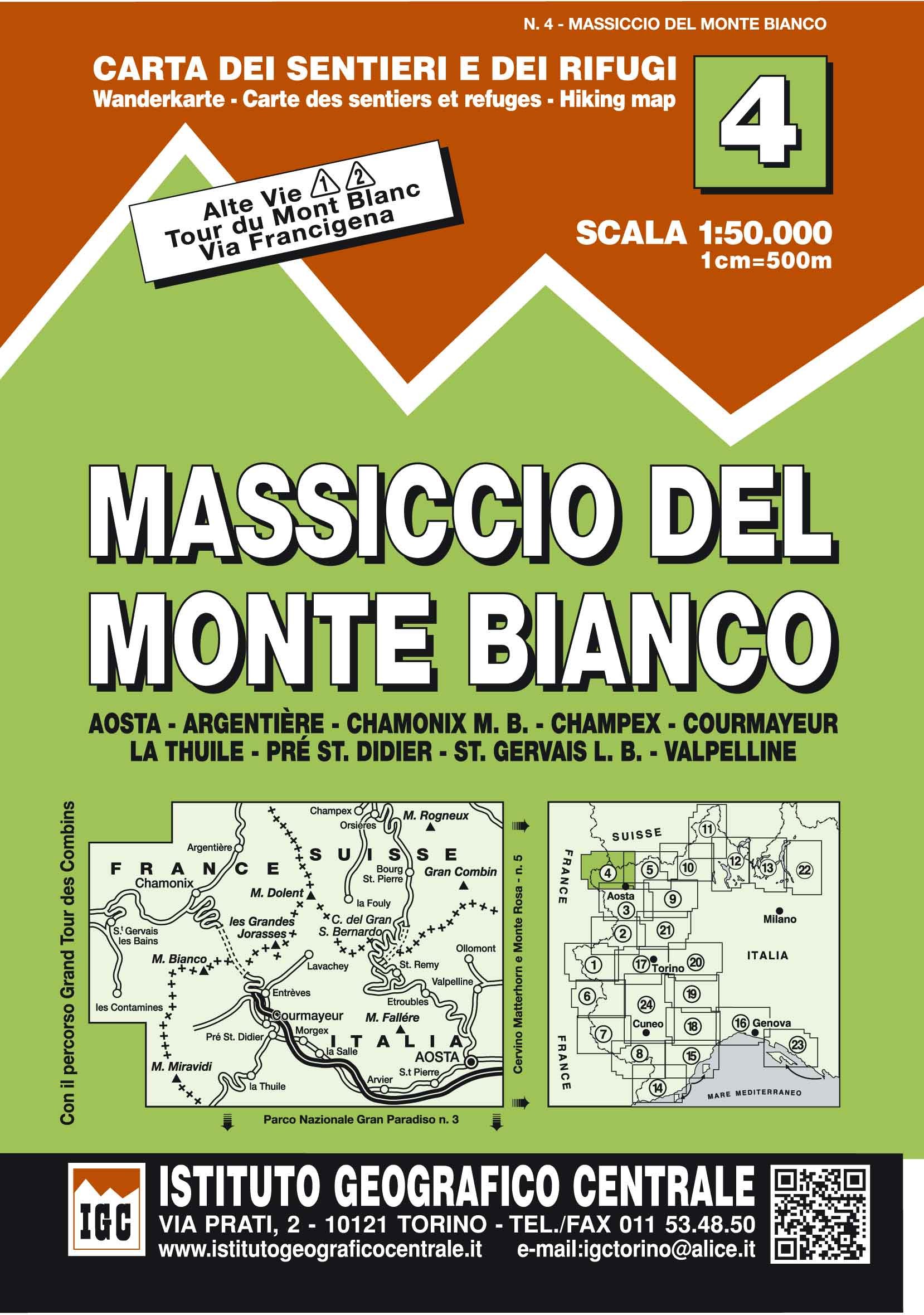 IGC Italien 1 : 50 000 Wanderkarte 04 Monte Bianco