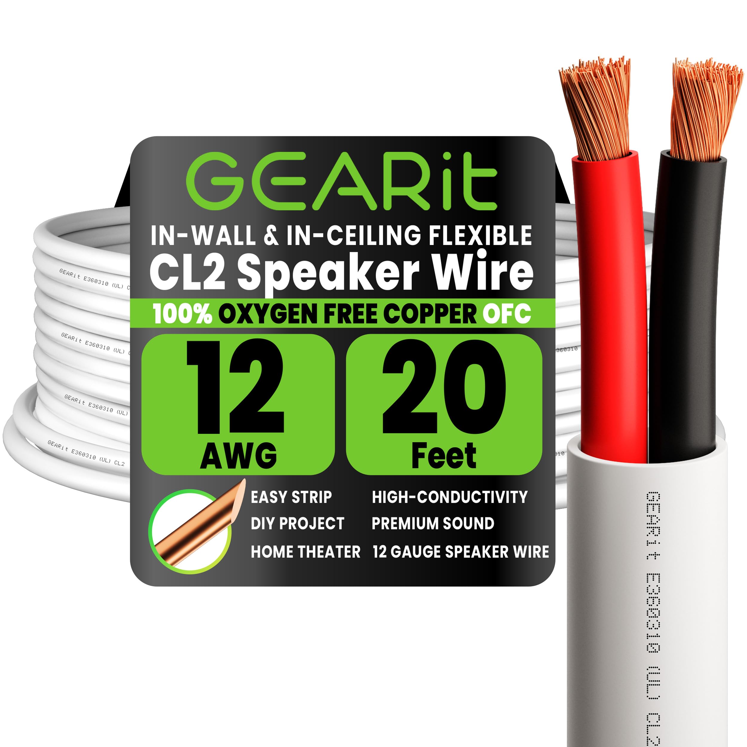 GEARit 12 Gauge OFC Speaker Wire