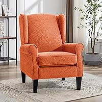 Vista 10 de Silla de Acento, sillas modernas de sala de estar con respaldo alado, cómodo sofá individual tapizado con respaldo alto para dormitorio, sillón