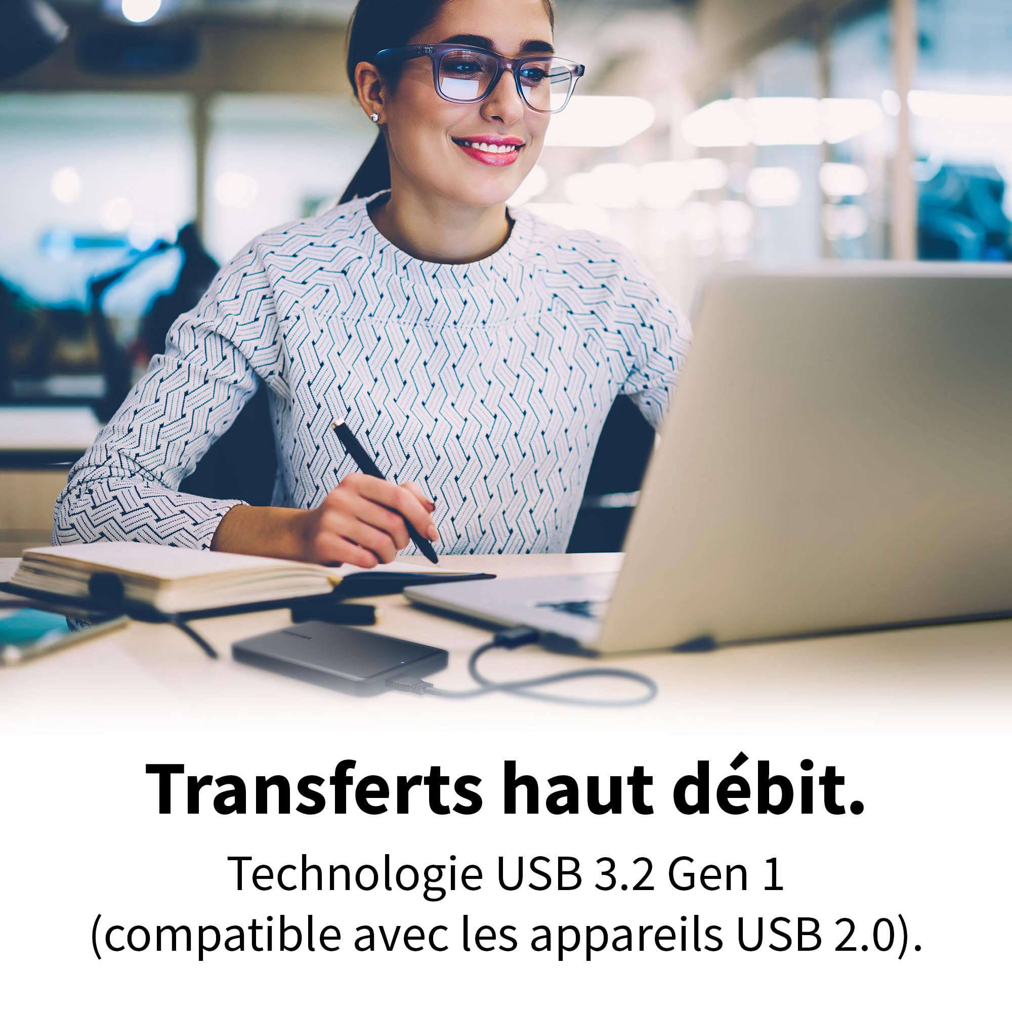 Toshiba Canvio Partner 1TB - Disque Dur Externe Portable 2,5'', USB 3.2, Compatible Mac et Windows. (HDTB510EK3AB)
