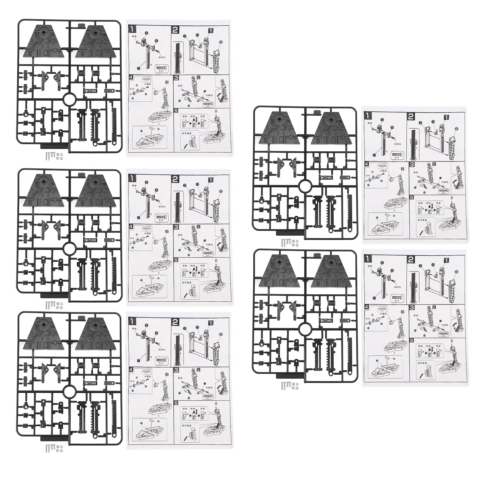 5 Pack Action Figura Juego de accesorios Base de acción de hobby para SD BB RG HG 1/144 Modelo de juguete Modelo de pantalla Soporte de muñecas de plástico (negro)
