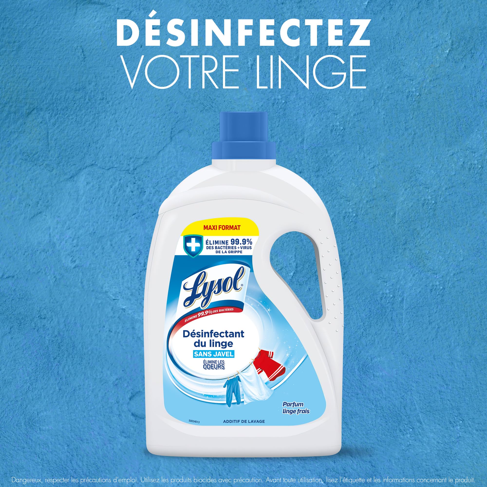 Lysol Désinfectant du Linge Liquide 4x2L - parfum linge frais sans javel