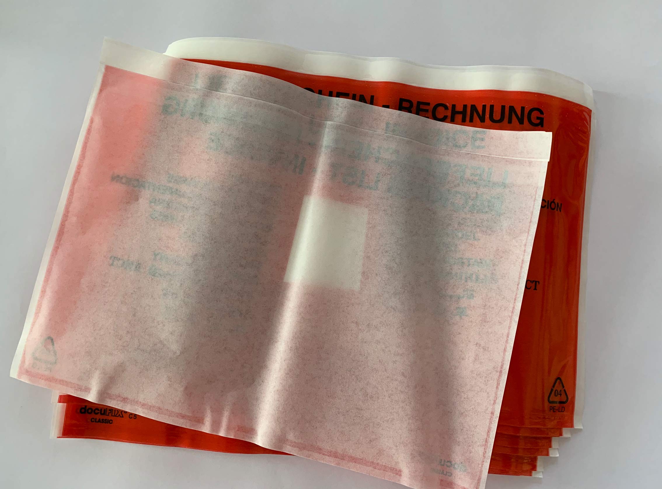 rote Versandtaschen aus Folie für Lieferscheine, Rechnungen, Retourenscheine & Co – 250 Stück selbstklebende Lieferscheintaschen in C5 = 240 x 180 mm
