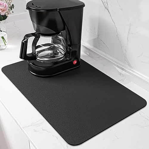 PoYang Tapete de café pequeño de 17 x 12 pulgadas, accesorios de barra de café para encimera, tapete absorbente para secado de platos, almohadilla