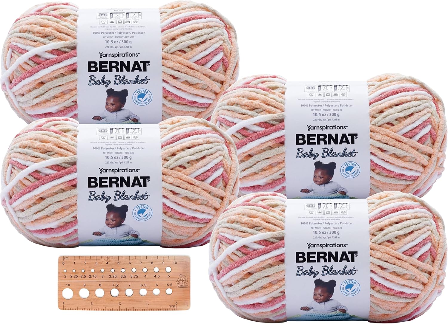 Bernat Baby Blanket Yarn Big Ball (10.5 oz) 4 Pack with