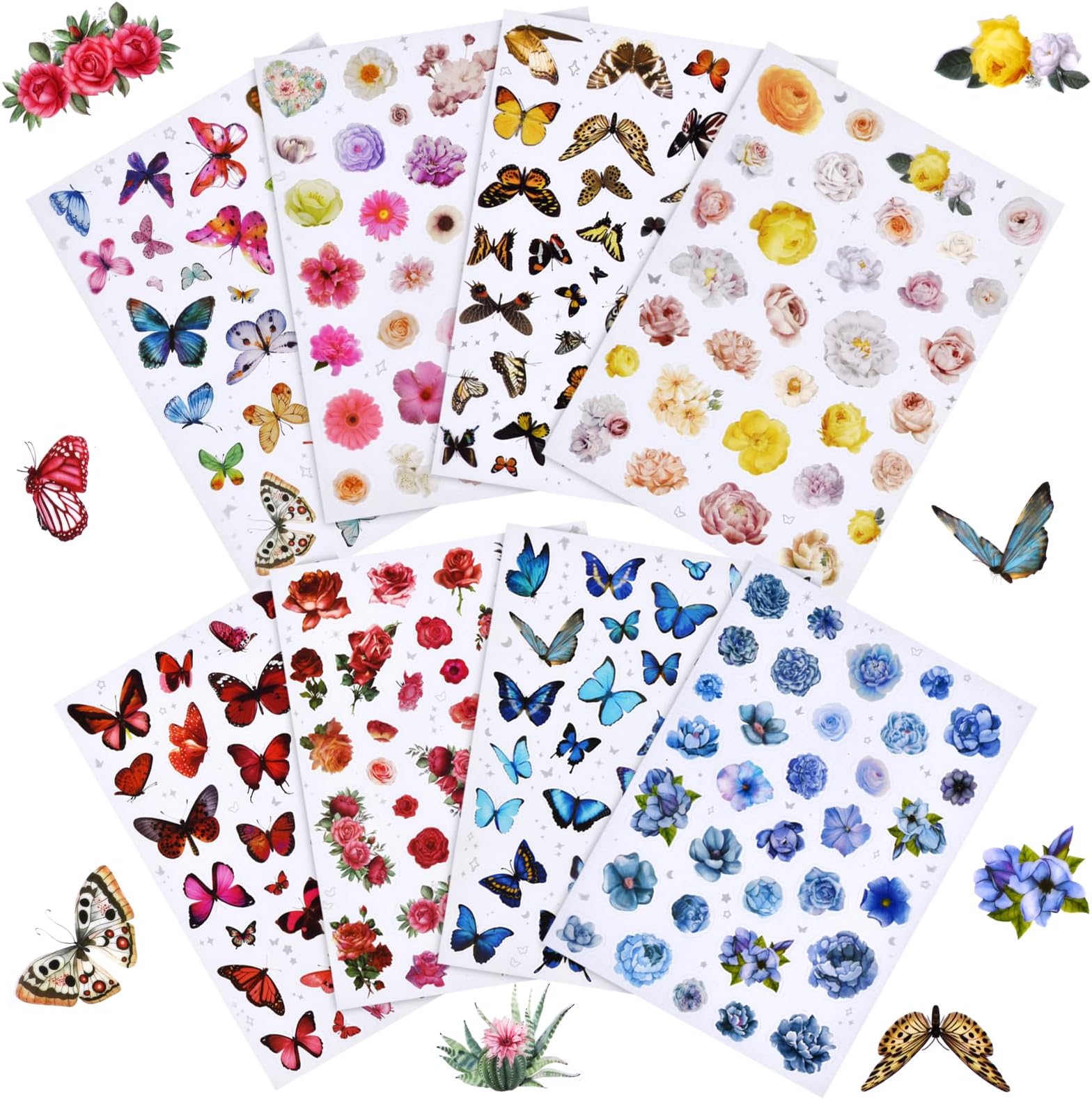 264pcs Flower Butterfly Scrapbook Stickers, Kids, Water Bottle, Laptop, Cute Aesthetic, Craft & Scrapbooking, Junk Journal Journaling