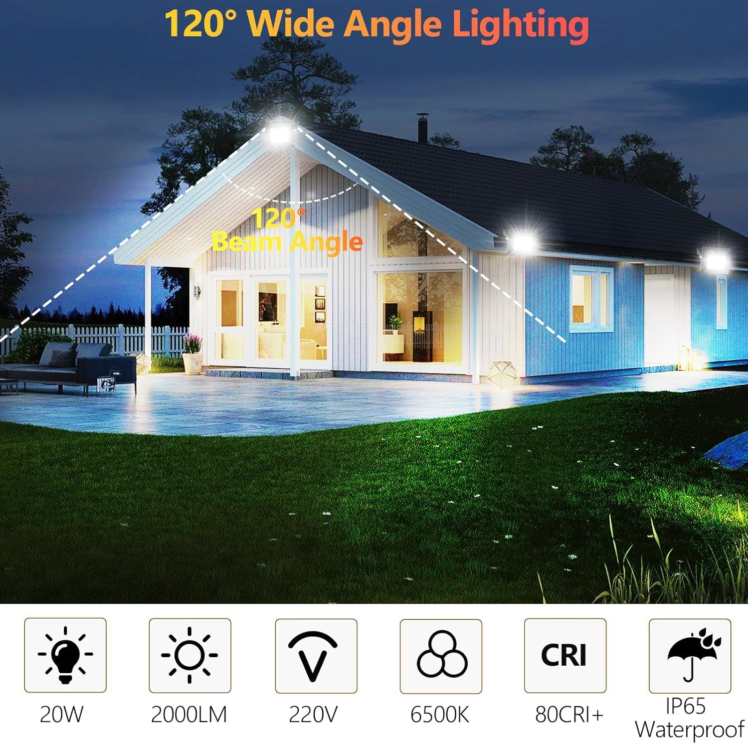 YIQIBRO 20W LED Strahler Außen, 10 Stück 2000LM 6500K Kaltweiß IP65 Wasserdicht Außenstrahler Flutlicht, LED-Scheinwerfer für Garten, Garage, Hof, Außenbeleuchtung, Auffahrt