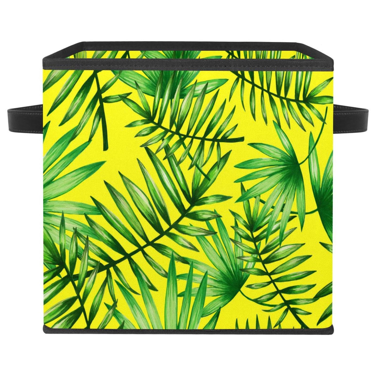 Bac de rangement en tissu pliable jaune palmier pour éliminer le désordre du placard
