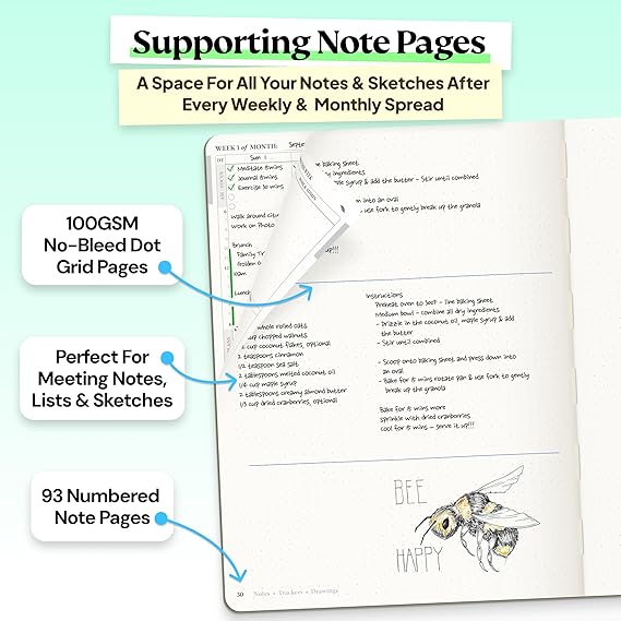 Roterunner Purpose Planner Notebook B5 7.5x9.8 Undated Planner 2026 Daily Weekly and Monthly Productivity Goal Setting Tool for Work Home ADHD Planner for Adults Self Care Journal