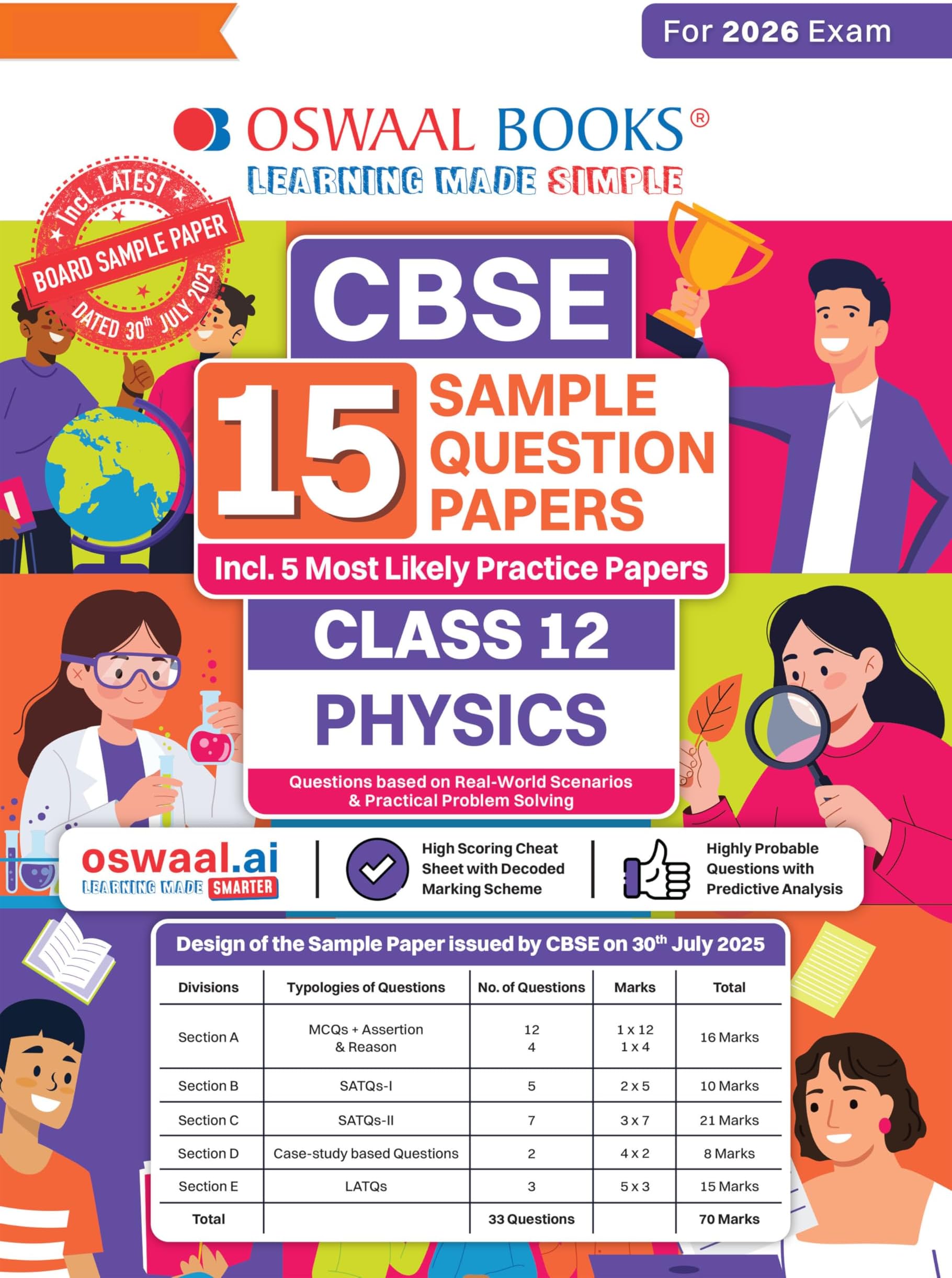 Oswaal CBSE 15 Sample Question Papers Class 12 Physics for 2026 Board Exam (As per CBSE Sample Question Paper issued on 30 July 2025), recommended by 2025 CBSE Toppers