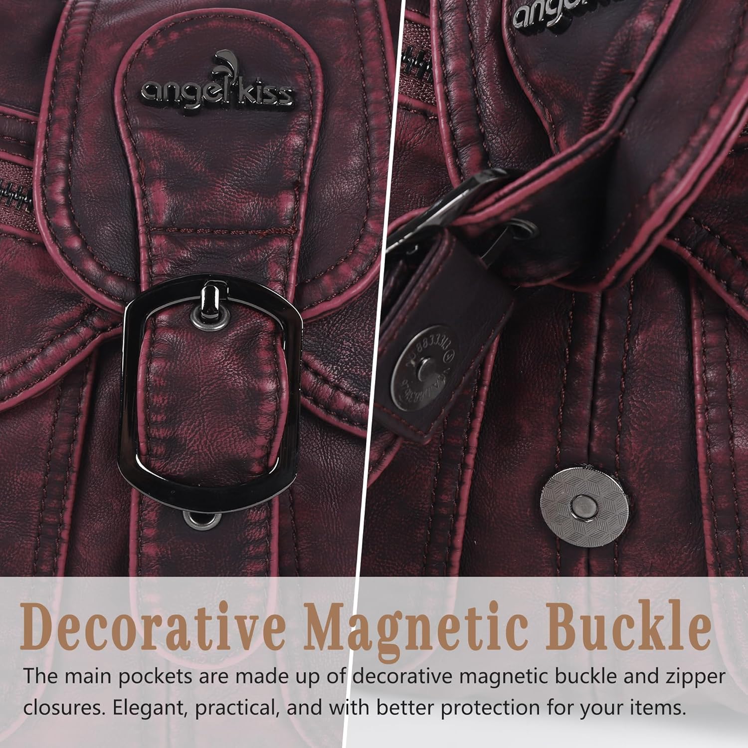 Angel Kiss Hobo Bags for Women Vegan Leather Shoulder Purses and Handbags Ladies Roomy Tote Bags Purse with Crossbody Strap - Image 6