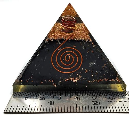 Miniatura 5 de Pirámide de orgón grande Cristal de pirámide de shungita Pirámide de orgonita en espiral Pirámides de órganos Curación de energía positiva