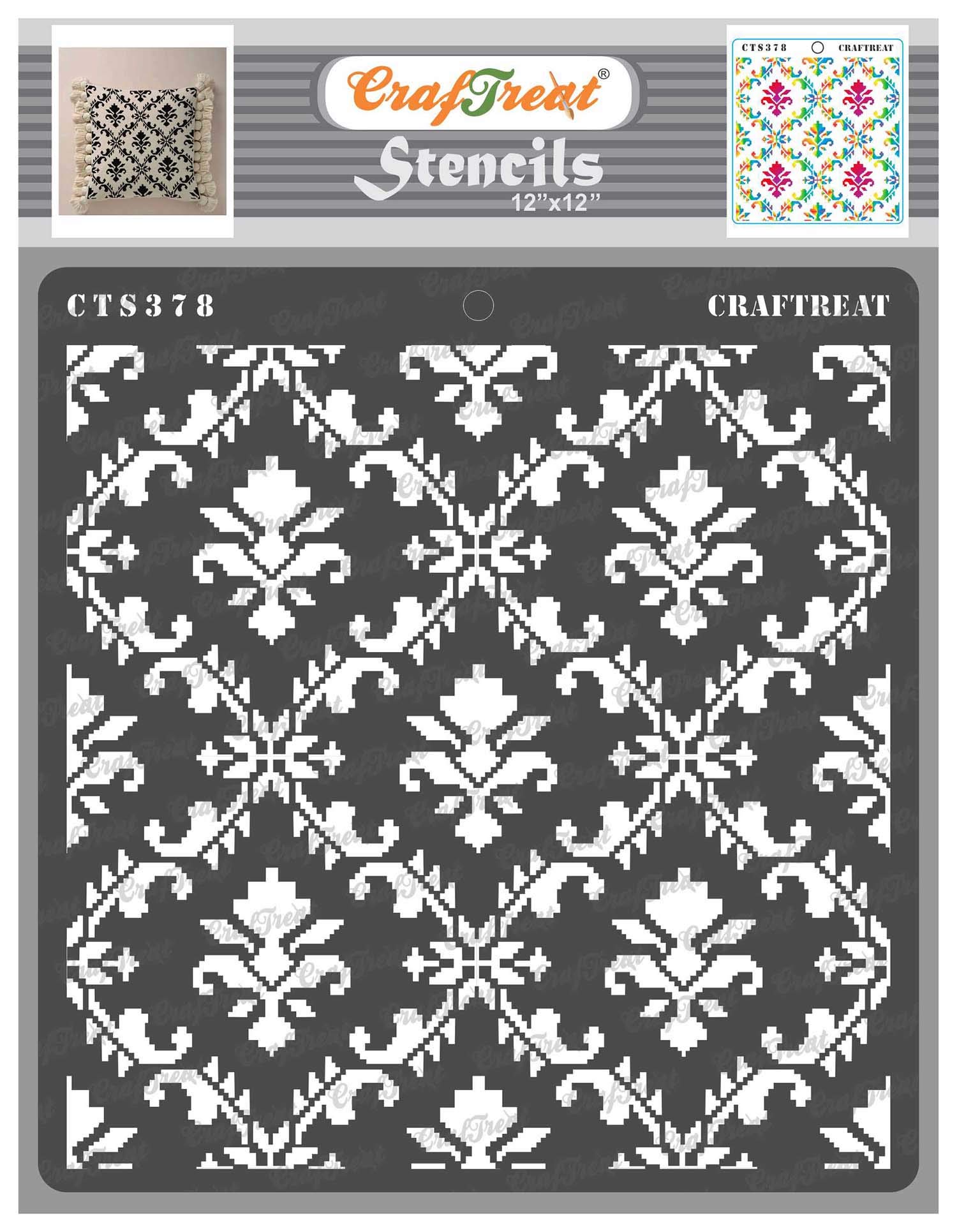 Buy CrafTreat Da Wall Stencils for Painting Large Pattern Ikat Da