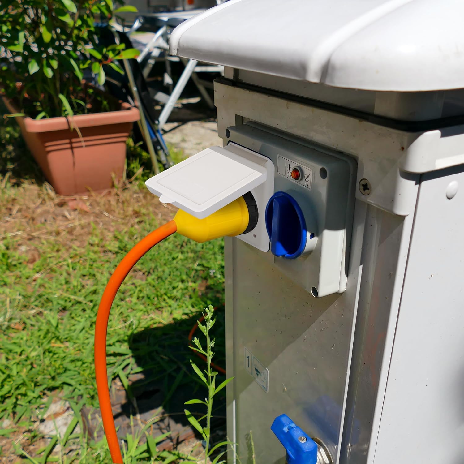 ABN 50 Amp Generator Inlet Box for Outdoors - 125/250V Marine Male Inlet Socket Box - Shore Power Inlet with Connector, Cover, and Ring for RV Camper Trailer