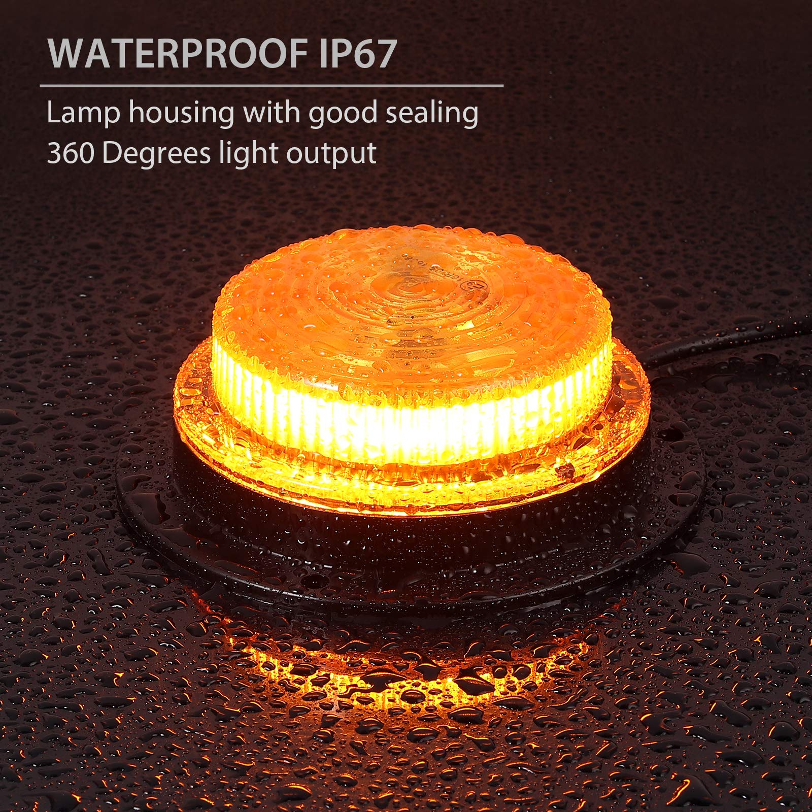PROZOR Lampa LED do furgonetki, 20 diod LED z certyfikatem E 9, migające światło ostrzegawcze IP67, stopień wodoodporności, bursztynowy sygnał ostrzegawczy z przełącznikiem sterującym, do samochodów