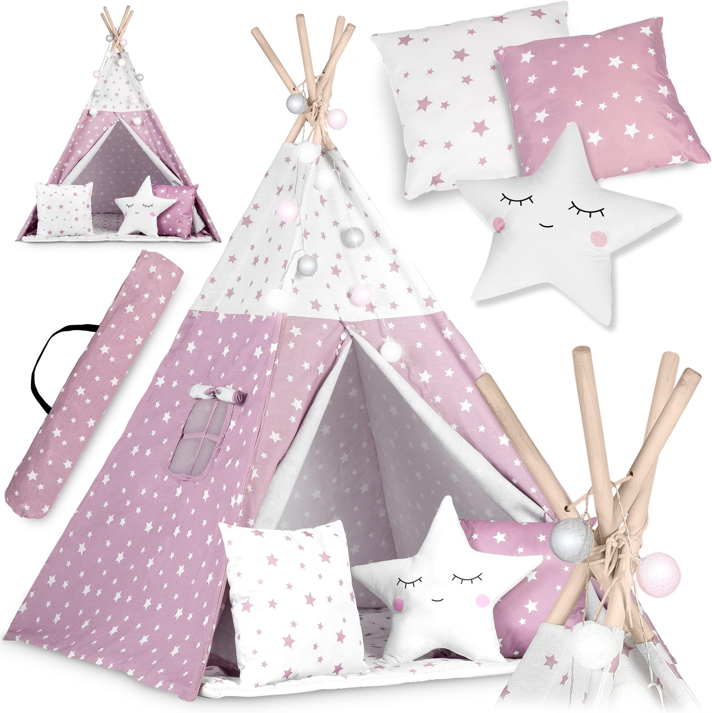 Nukido Ricokids 740023 Children's Teepee, Pink with Stars, XL