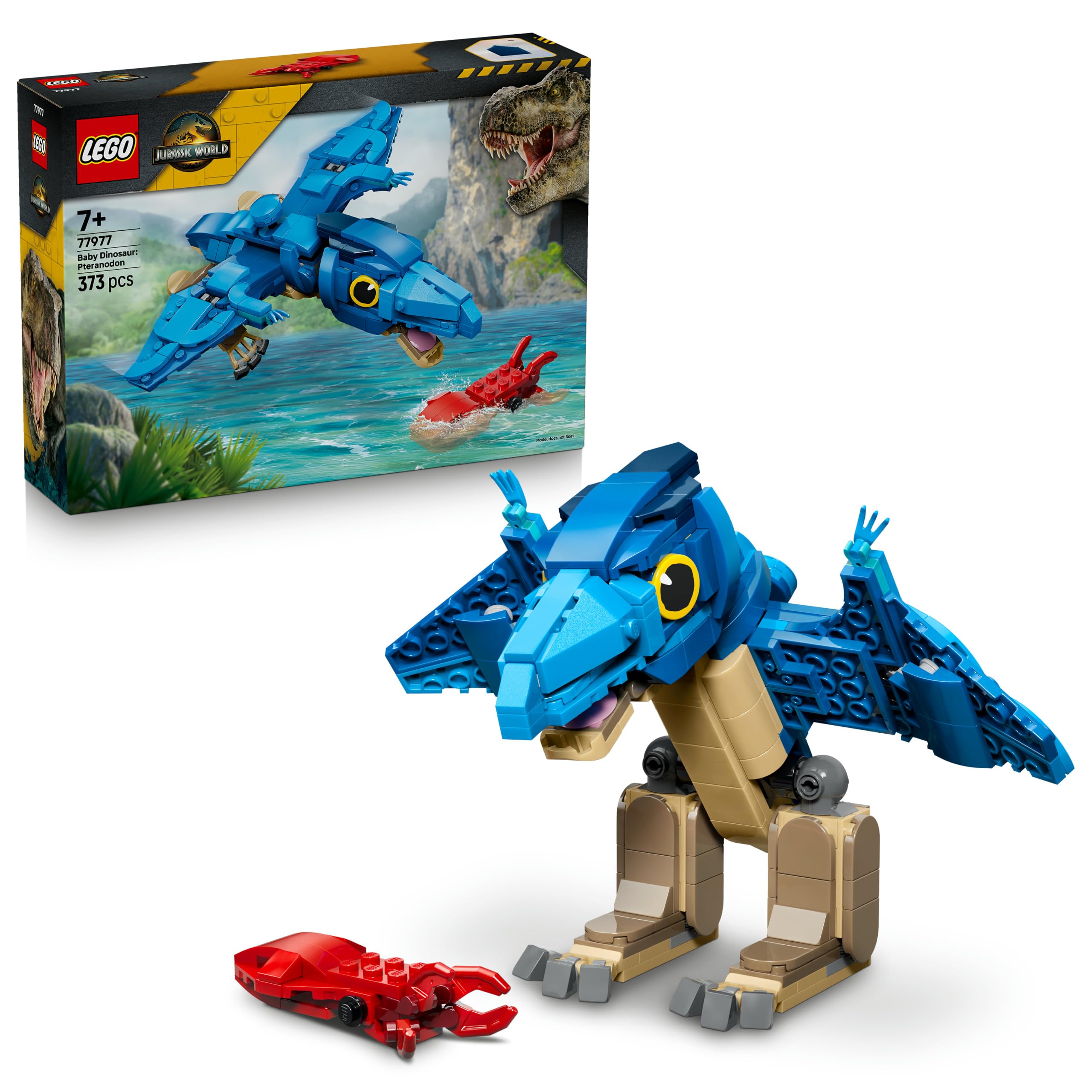 LEGO Jurassic World Baby Dinosaur: Pteranodon - Interactive Dino Toy w/Posable Figure & Squid - Kids' Bedroom Decor - Birthday Gift for 7+ Year Old Boys & Girls - 77977