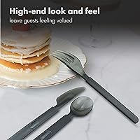 Vista 4 de 3 tenedores de plástico resistentes envueltos individualmente, resistentes como cubiertos, paquete de 100 tenedores desechables negros a granel