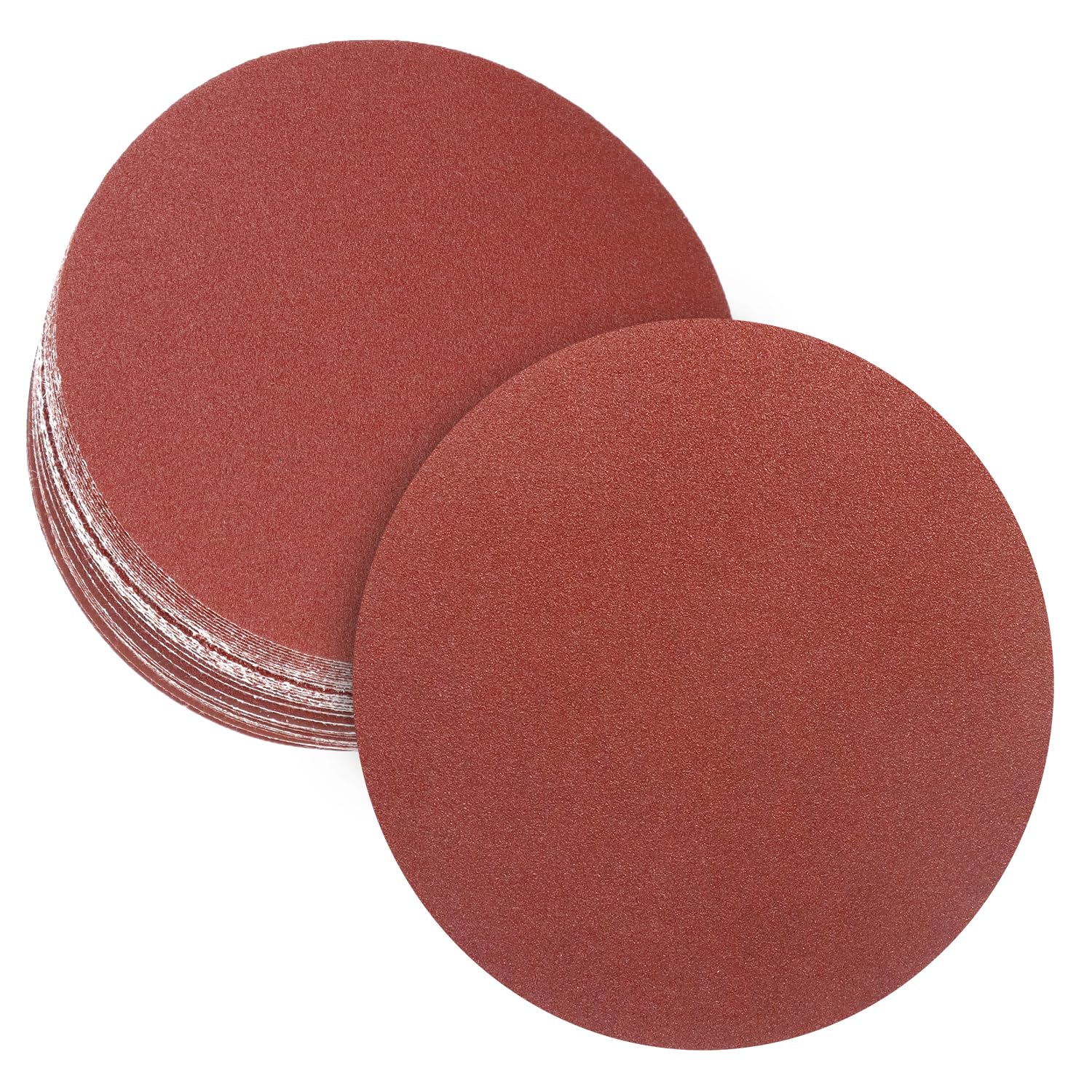 QWORK® 50PCS 150mm Sanding Discs Pads, 6 Inch No-hole Sandpaper with Mixed Grits 60/100/150/320/600, for Random Orbital Sander