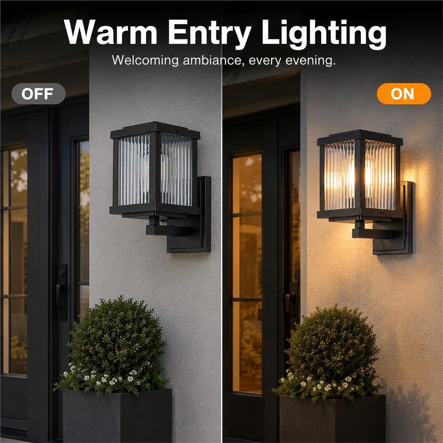 European Style Outdoor Wall Sconce, Sand Black E27 Wall Lantern, Waterproof Die-Cast Aluminum Exterior Light with Glass Shade, Porch Lighting Fixtures for Foyer Entryway Garden Threshold