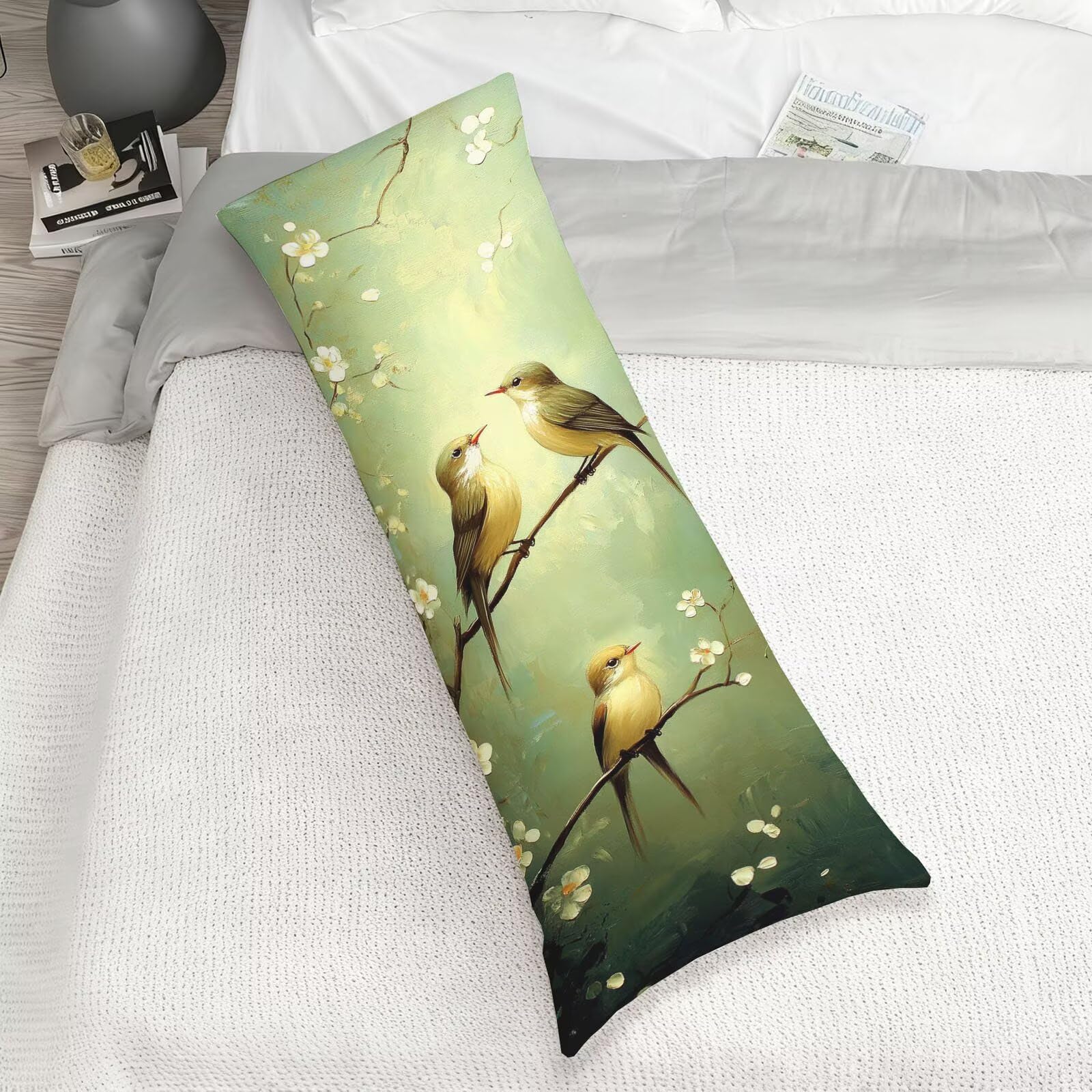 Poszewki na poduszki do łóżka 60 x 180 cm poszewki na poduszki zielone poszewki na poduszki łóżko zwierzę aksamitna poszewka na poduszkę na sofę, miękka dwustronna poszewka na poduszkę z niewidocznym