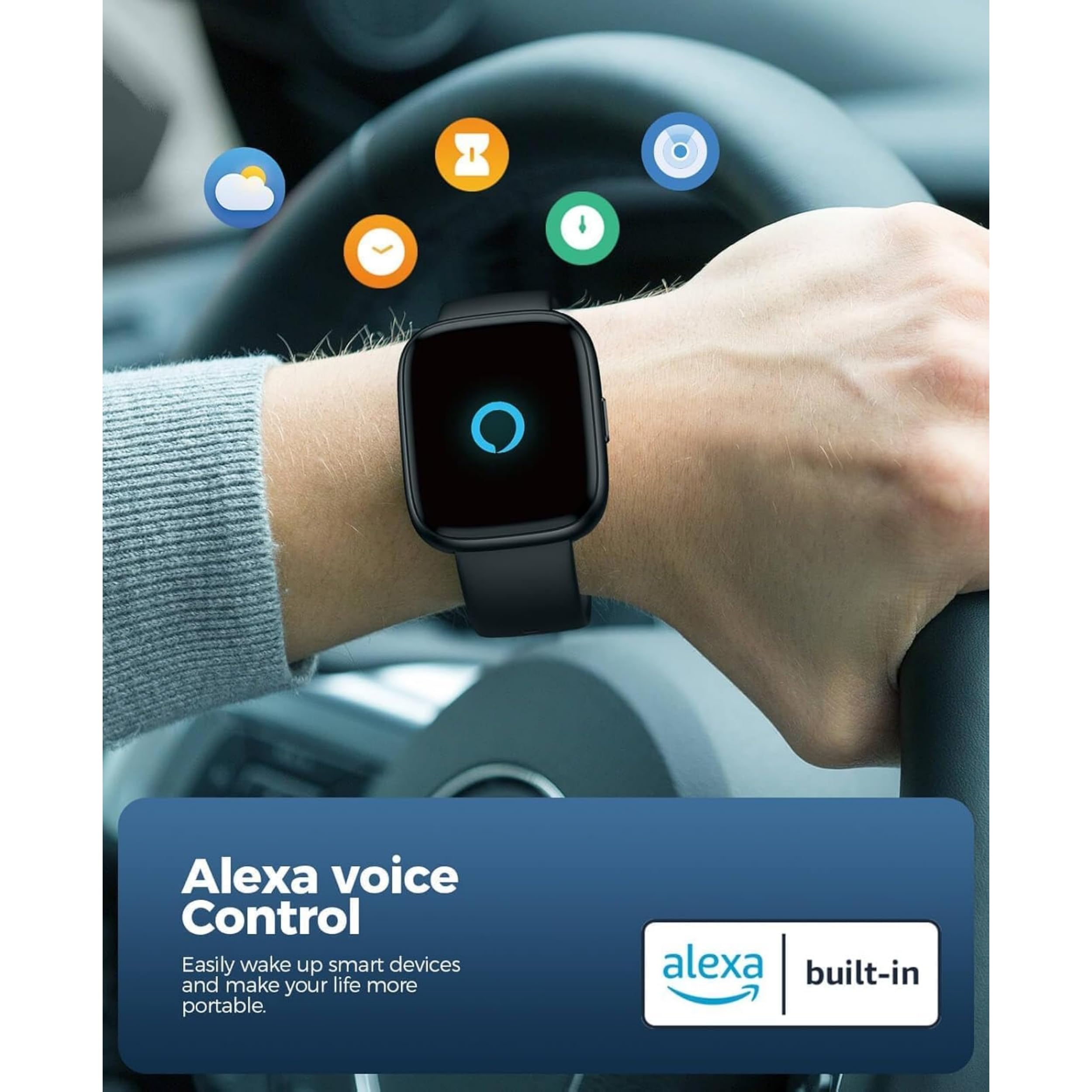 Montre Connectée Smartwatch Alexa Intégré 1,83" HD IP68 Étanche 100+ Modes Sportifs Fréquence Cardiaque Noir