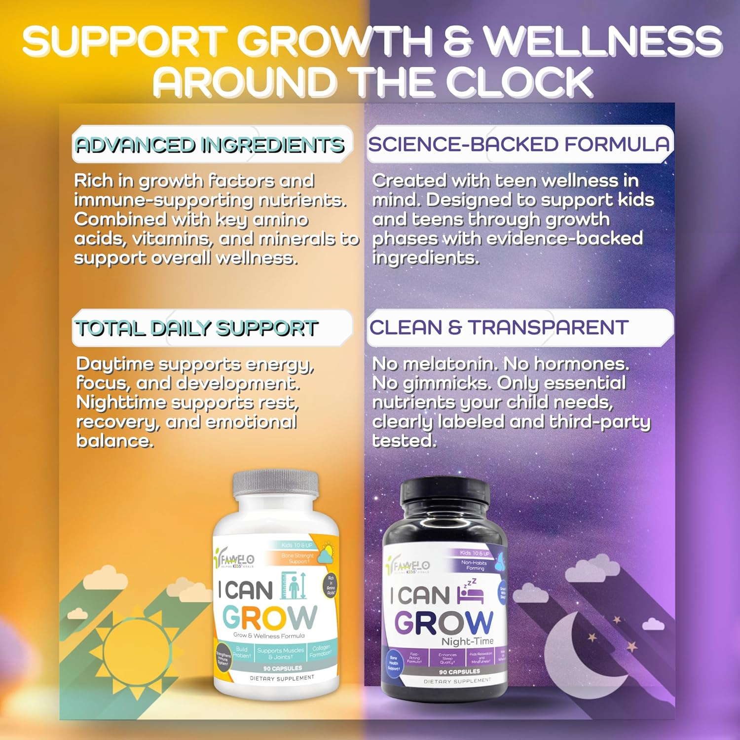 I Can Grow (2 Pack) - for Kids 10+ and Teens | Enhances Natural Development | Strength Bone, Muscle & Joints | Immunity & Overall Health | Transparent Ingredients | Made in the USA
