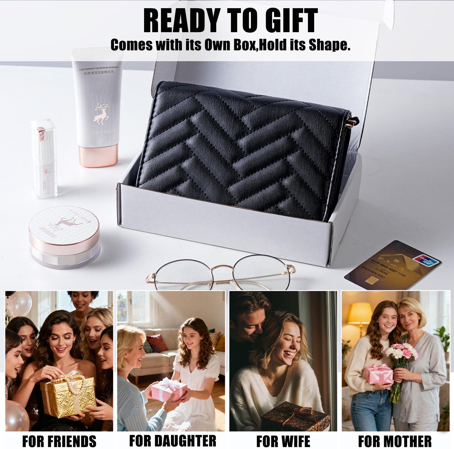 Small Crossbody bags for women,Quilted Crossbody Bag,Leather Phone Wallet Purse with Credit Card Slots - Image 5