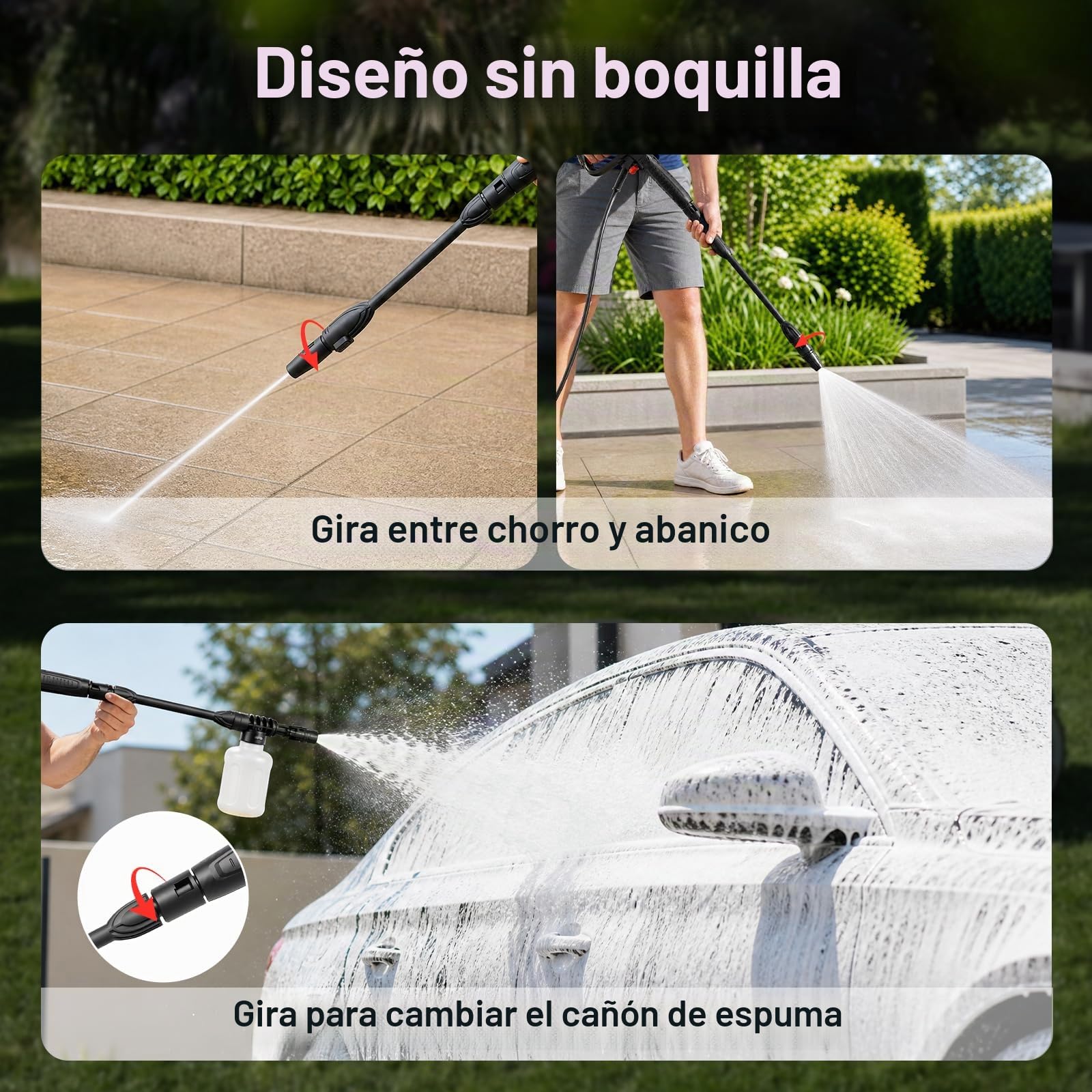 2000W Hidrolimpiadora de Alta Presion,Max150 Bar Hidrolimpiadora de Alta Presion Portátil con Cañón de Espuma y Manguera de 10M,con Estante Superior, Incluye Cepillo para Coche,