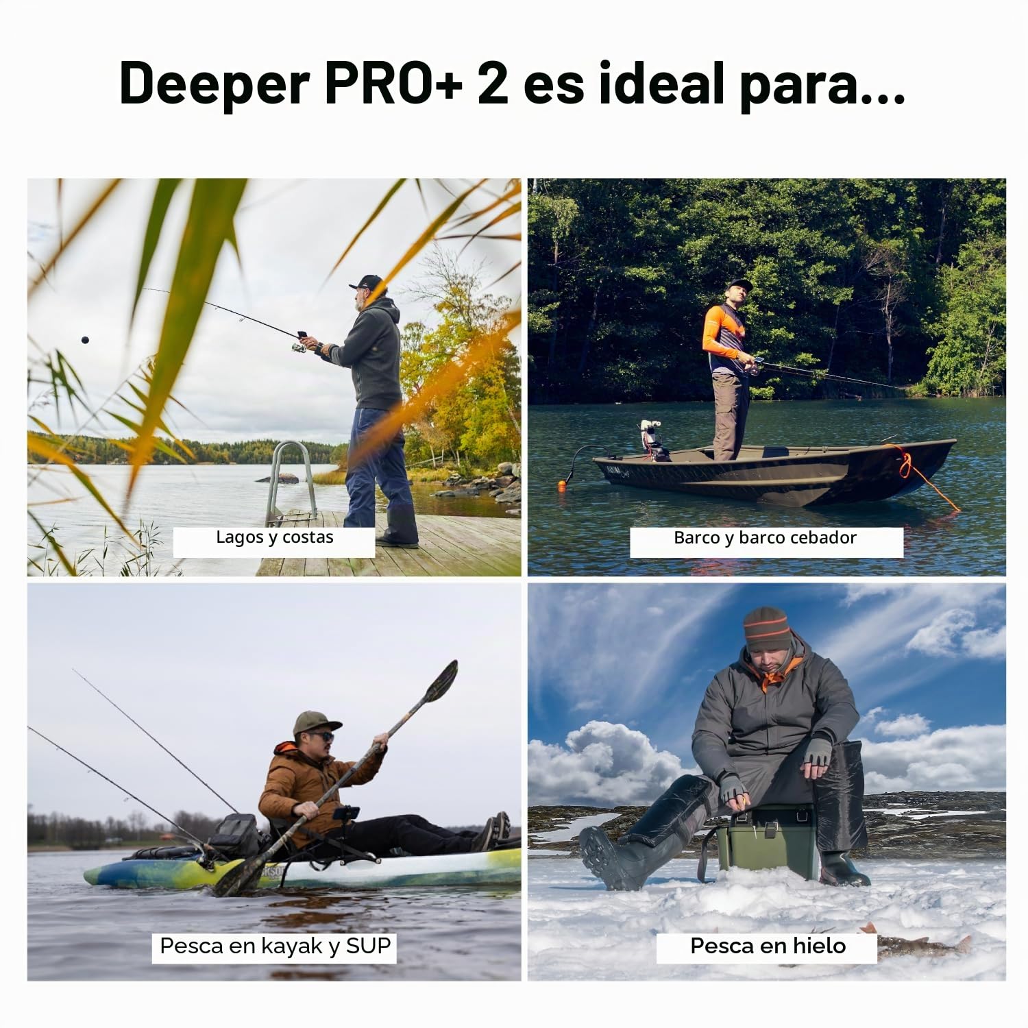 Deeper Pro+ 2 Sonda de Pesca 100m Detector Radar Peces Portátil WiFi GPS