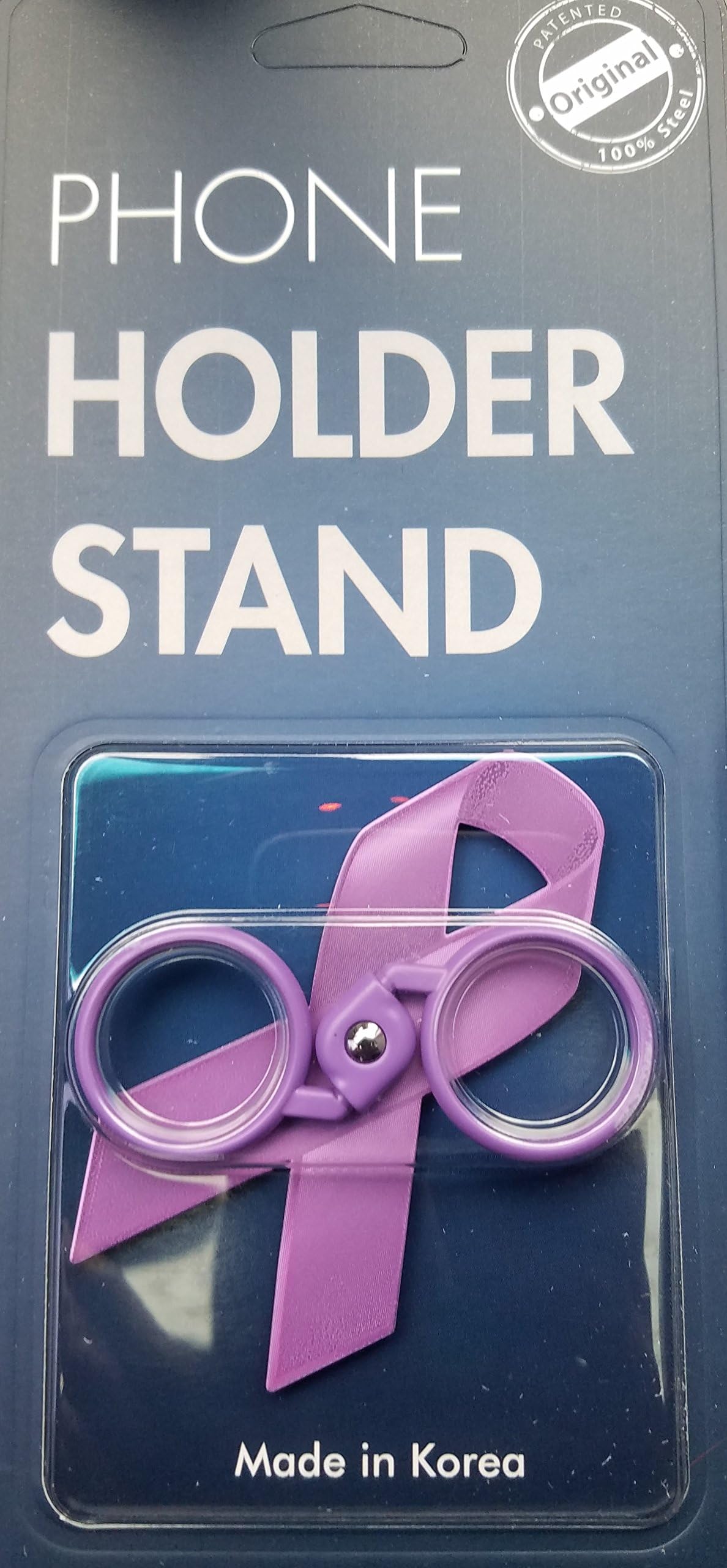 Phone Holder โข Stand and Car Mount. A Phone Grip to Hold Your Phone securely & ergonomically with Our Patented Dual Ring Technology.100% Metal. Purple Ribbon