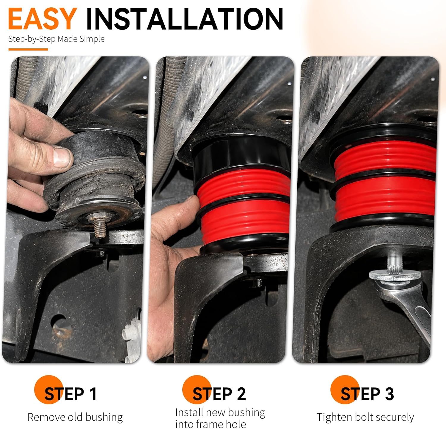 Body Mount Bushing Kit, Body Mounts Compatible with Ford F250 F350 2008-2016 Crew Cab 4WD 2WD, Heavy Duty Silicone Cab Mount Bushings Reduce Noise & Vibration, Improve Ride Comfort, 8-Piece Set Red