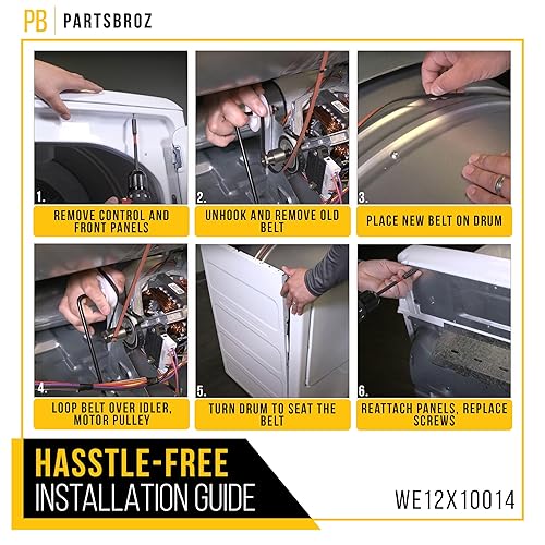 Miniatura 6 de PartsBroz WE12X10014 - Correa de secadora compatible con secadores GE General Electric Hotpoint - Sustituye a AP4379804 103C7487 EA2350043 PS2350043