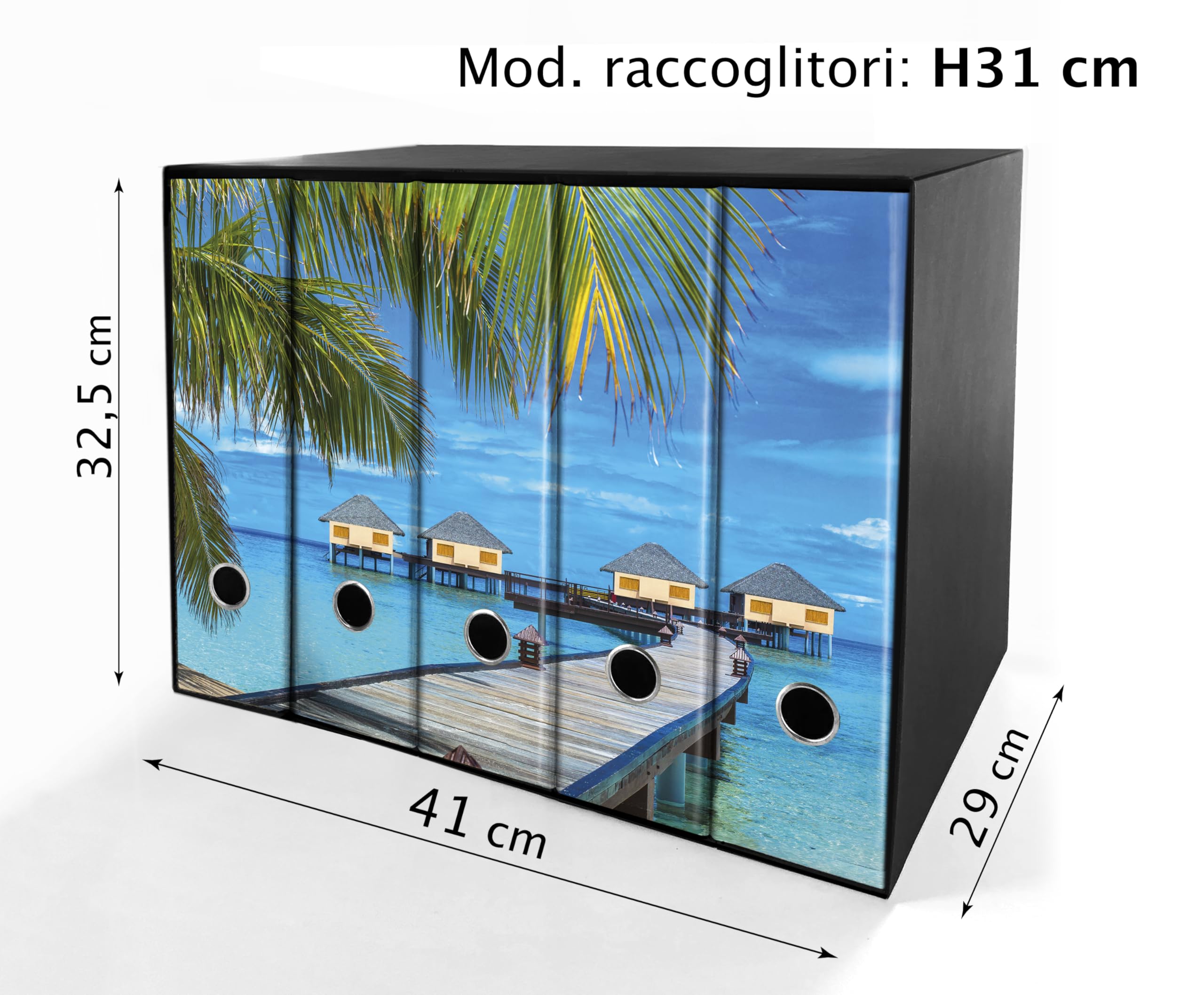 Set da 5 raccoglitori ad anelli MALDIVE - Faldoni SHAREPRINTING (H31 con 2 anelli)
